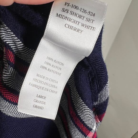 Rails Plaid Midnight White Cherry PJ Pajama Set Short M/L Soft Loungewear - Picture 12 of 12